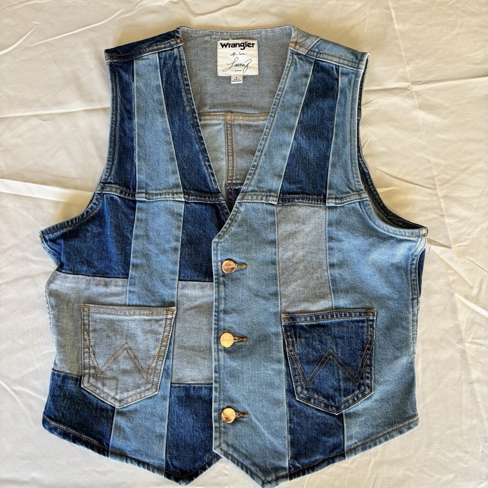 Brand New Wrangler x Lainey Wilson Patchwork Denim Vest Women's Size L